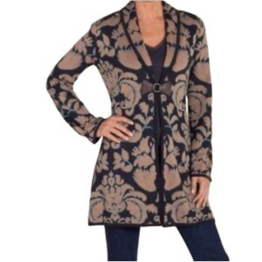 Soft Surroundings Black and Tan Floral Cardigan - Picture 1 of 6